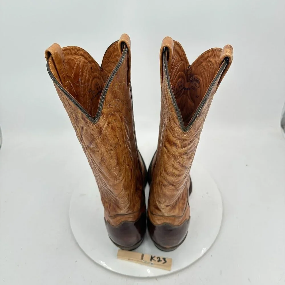 Texas Imperial Men Size 8.5D M 81 Brown Tan Leather Pull On Cowboy Western Boot